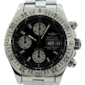 Breitling 42mm Men's Super Ocean 500M Black Dial Auto Chrono Watch! Ref: A13340!